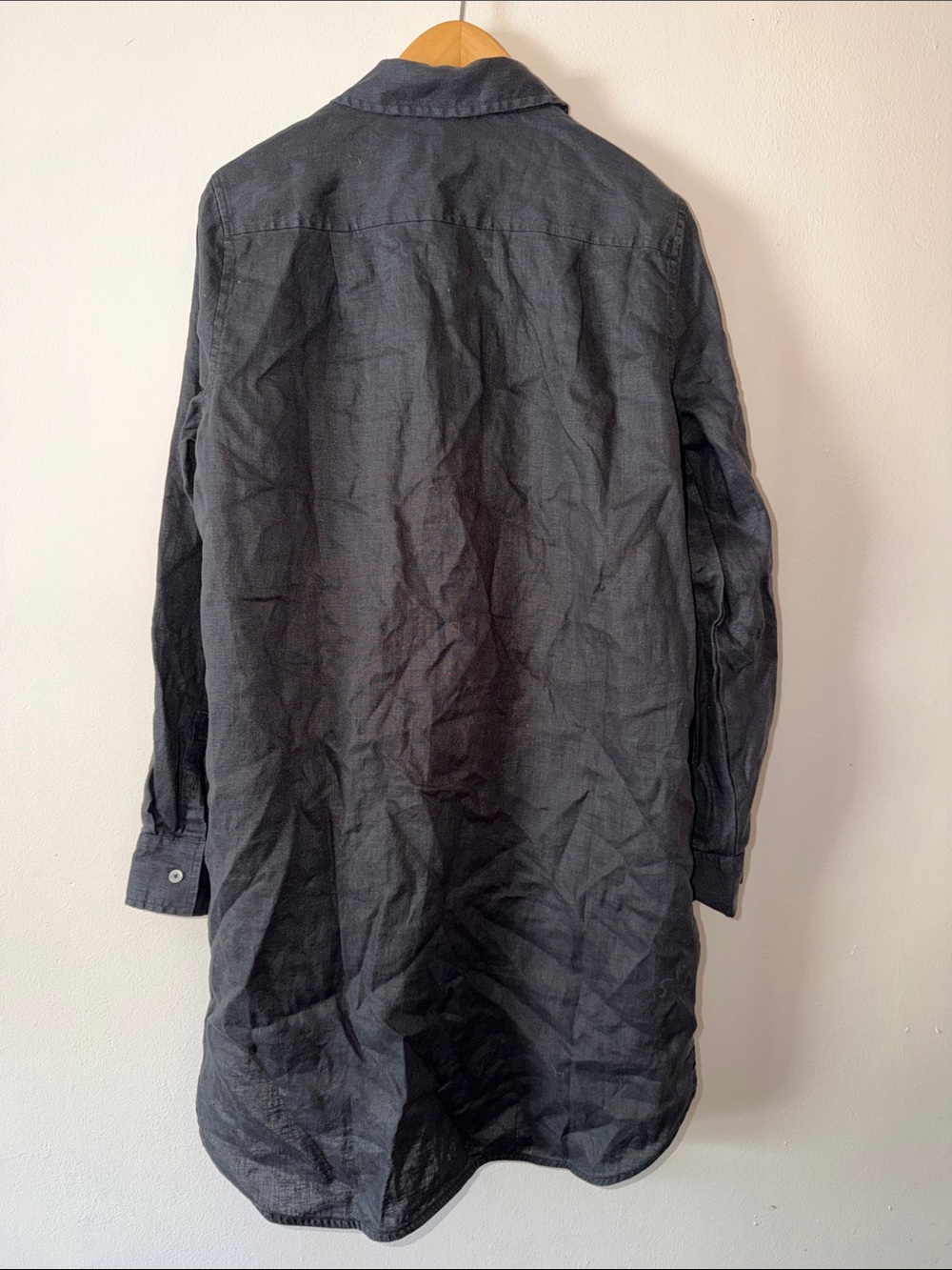 Quince European Linen Shirt Dress in Black - Picture 10 of 10